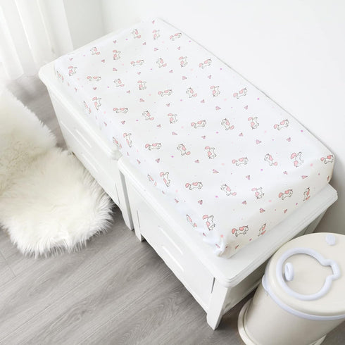 Changing Pad Cover for Girls 4 Pack, Comfy & Breathable Changing Table Cover for 32''x16" Changing Table Pads, Diaper Changing Pad Cover, Pink...