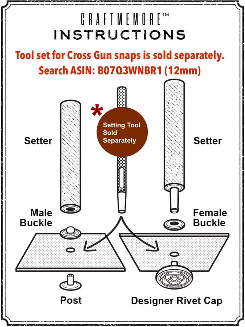 CRAFTMEMORE Antique Cross Gun Fasteners Popper Snaps Closure Rivet Stud 5/8 Inch Cap Button Wallet Leather Decoration Pack of 10...