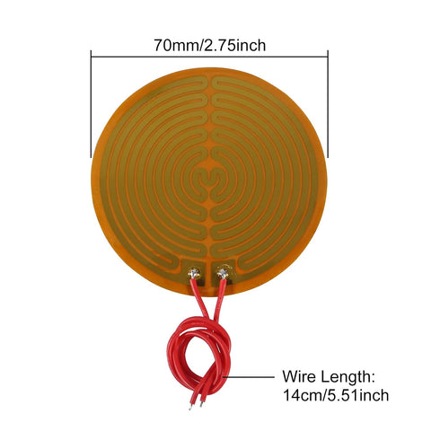 15pcs 70mmx70mm Film Heater Plate Adhesive Pad, PI Heating Elements Film 12V 13W Strip Heater Adhesive Polyimide Heater Plate (12V 13W 70mmx70mm)...