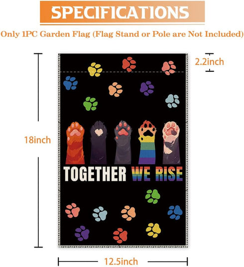 Together We Rise Lift Each Other Up Welcome Garden Flag Yard Outdoor Farmhouse Decorations Waterproof Double Sided Printing 12x18 In, LGBTQ Rights...