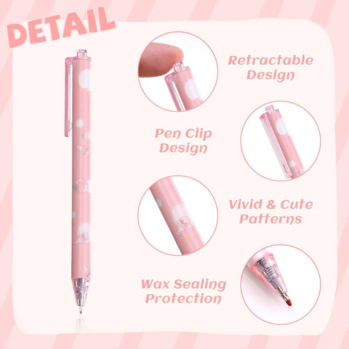 24Pcs Kawaii Gel Ink Pens, 0.5mm Black Ink Retractable Gel Pens, Fine Point Aesthetic Pens, Cute Office School Supplies for Kids Girl Women Writin...