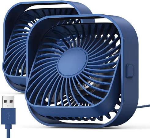 TOPK USB Desk Fan 2Pack Mini Personal Fan Portable, Strong Airflow & Quiet Operation, USB Powered, Three-Speed Wind Small USB Fan for Desk, 360° R...
