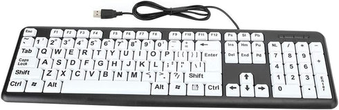 Elderly Keyboard, 104 Keys QWERTY Layout Keyboard Large Font Print USB Wired Keyboard Standard Full Size Computer Keyboard for Old People(1.35M Ca...