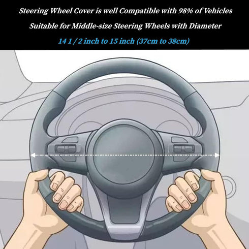 Diamond Leather Steering Wheel Cover for Women Girls, with Bling Bling Crystal Rhinestones, Universal Fit 15 Inch Car Steering Wheel Protector (Pi...