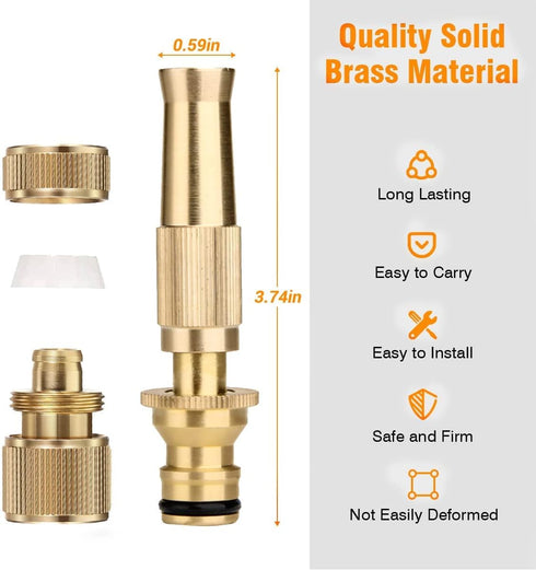 Brass Nozzle Water Spray Gun Jet Hose Nozzles Pipe High Pressure For Car,Bike,Window Cleaning Sprayer And Plants Gardening Washing (Without Pipe) ...
