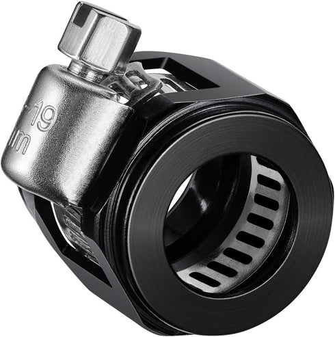 Flexible Rubber Pipe Clamps - 6AN Hose Finisher Clamp with Screw Band for 3/8 Fuel Line, 4Pcs/Pack Black Hose Connectors, Great for Fuel/Oil/Diese...