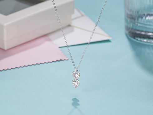 Sister Gifts from Sister, Sterling Silver Infinite Two Interlocking Infinity Double Hearts Necklace, Birthday Jewelry Gift Necklaces for Sisters, ...