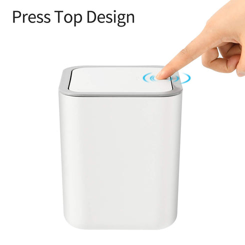 SUBEKYU 0.6 Gal Mini Desktop Trash Can with Lid, Small Square Countertop Garbage Bin, Plastic Tiny Tabletop Wastebasket for Office/Kitchen/Coffee ...