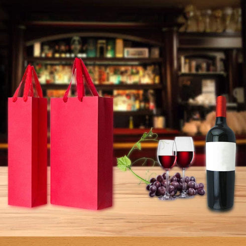 12 Pack 2 Bottles Wine Carrier Tote Holders, Black Paper Wine Champagne Gift Bottle Carrying Bags with Handles for Christmas Business Wedding Baby...