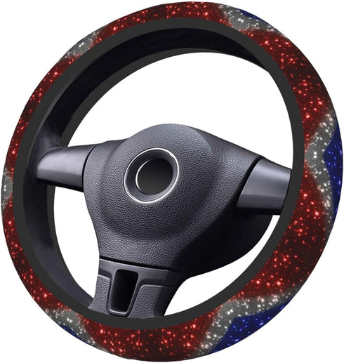 Red White and Blue Sparkle Steering Wheel Cover for Women Men Girls Car Accessories Decor Anti-Slip Neoprene Auto Steering Wheel Covers Protector ...