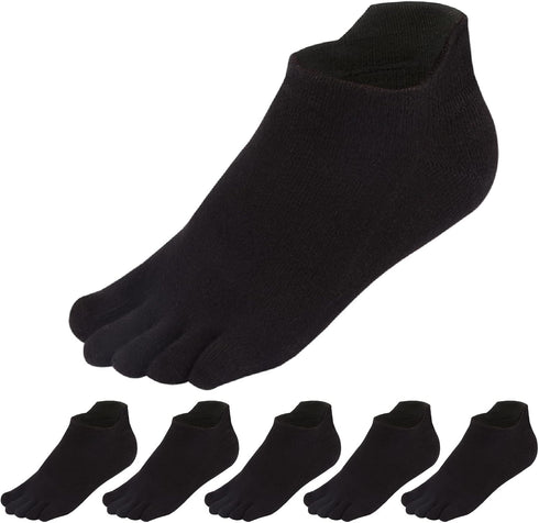 Meaiguo Toe Socks No Show Five Finger Socks for Men Women Running Hiking 6 Pairs(Black)...