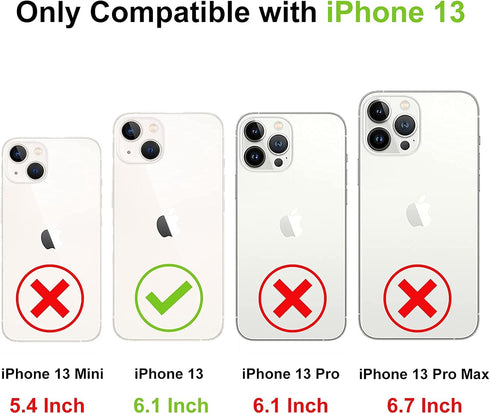 SAMONPOW Compatible with iPhone 13 Case with Card Holder Dual Layer Hybrid Wallet Case Heavy Duty Protection Shockproof 13 Case for Women Men Anti...