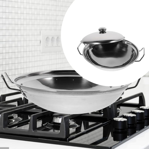 1 Set Stainless Steel Pot Cooking Pot Kitchen Cookware Dry Pot with Lid Cooking Tool Household Hot Pot Alcohol Stove Pan Stainless Steel Dry Pot D...