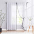 Treatmentex White Sheer Curtains Black Pompoms 63" inches Long Window Draperies for Boy's Room Bed Canopy 2 Panels Rod Pocket...