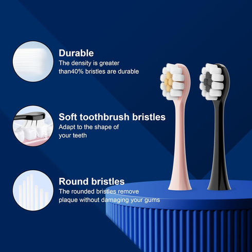Black & Pink Electric Toothbrush for Adults, 2 Pack Toothbrush?USB Rechargeable Sonic Toothbrush with 12 Brush Heads, Smart Timer, 6 Modes, 2-Hour...