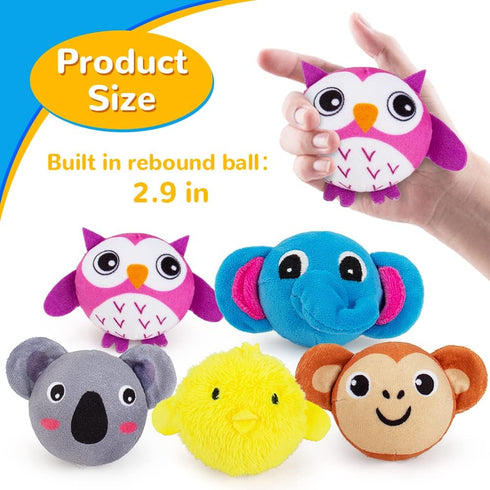 teytoy Mini Sensory Stress Ball for Kids and Adults,5 pcs Plush Stuffed Animals Farm Friends Infant and Toddler Toys Owl, Elephant, Koala, Chicken...