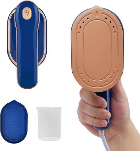 Mini Steam Iron, Travel Steamer for Clothes Portable Mini Iron, Portable Steamer for Dry and Wet Ironing, 970W Handheld Steamer 180° Rotatable Gar...
