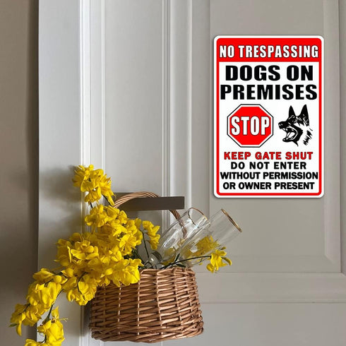 Funny Beware Of Dog Sign Warning Do Not Enter Metal Signs No Trespassing Dogs On Premises Tin Signs Dog In Yard Stop Keep Gate Closed Sign For Fen...
