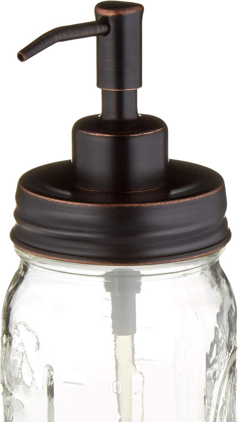 Ball Mason Jar Soap Dispenser Pump with Non-Slip Coaster, 16oz Clear Pint Ball Jar Soap Dispenser, Glass with Oil Rubbed Bronze Dispensing Lid, Ru...