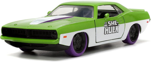Marvel 1:32 1973 Plymouth Barracuda Die-Cast Car & 1.65" She-Hulk Figure, Toys for Kids and Adults...