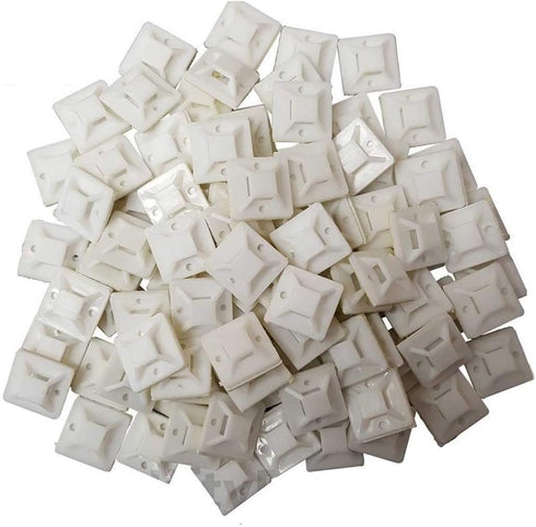 Cable Tie Mounts (25mm x 25mm) Self ADHESIVE Clips Wire Tie Base - Premium Grade Strength Screw-Hole Anchor Point Provides Optimal Strength (100 C...