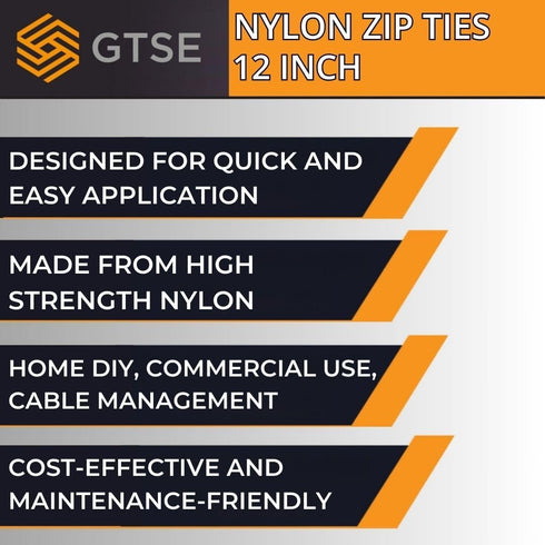 GTSE 12 Inch Brown Zip Ties, 100 Pack, 50lb Strength, UV Resistant Long Nylon Cable Ties, Self-Locking 12" Tie Wraps...