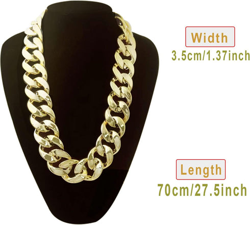 Markeny Men's Chunky Necklace, Rapper Fake Gold Chain 90s Hip Hop Fake Gold Necklace Costume Accessory (27.5 Inches*1.37inches)...