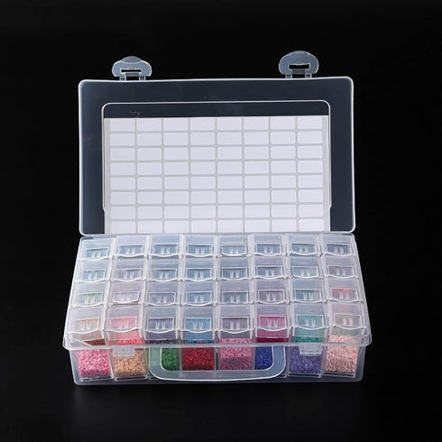 SanerDirect 32 Grids Diamond Painting Drill Storage Containers, Diamond Organizer Case Embroidery Beads Storage Box with Label...