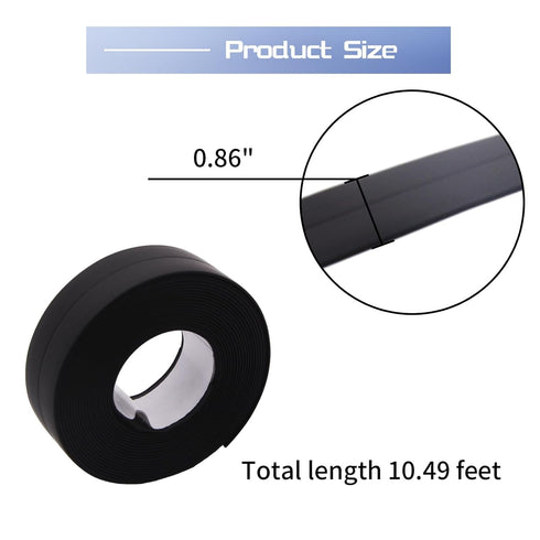Waterproof Caulk Tape Sealant Strip, 0.87" W x 10.5'L PVC Sealing Tapes for Kitchen Bathroom Bathtub Countertop Toilet Sink (Black)...