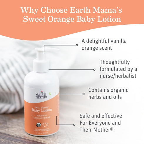 Earth Mama Sweet Orange Baby Lotion | Moisturizing Body Lotion for Dry Skin, Newborn Baby Lotion Sensitive Skin Care, Face Lotion for Babies & Kid...