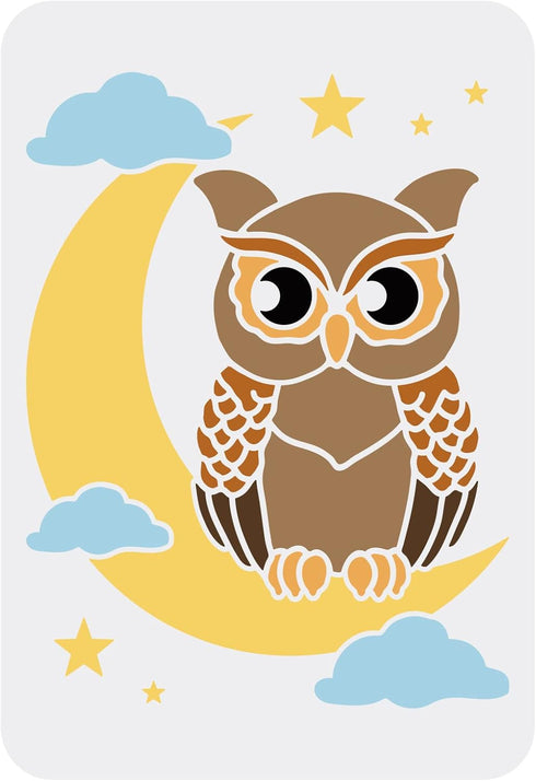 FINGERINSPIRE Owl Stencils for Painting 11.7x8.3inch Reusable Owl Stencil Owl Halloween Decorating Stencil Nocturnal Animal and Moon Stencils for ...