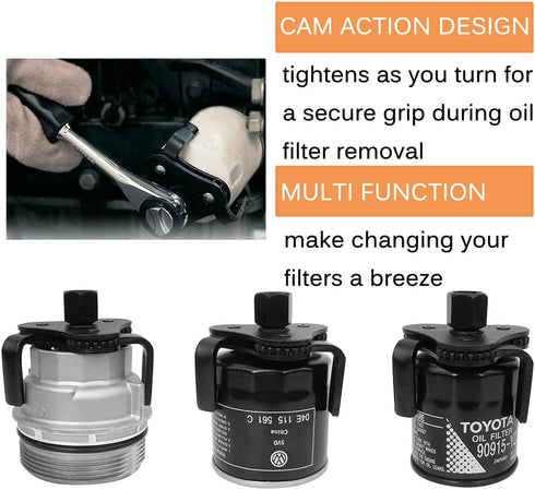 Oil Filter Wrench, 63mm-101mm, 3 Jaw Oil Filter Remover, Adjustable Oil Filter Removal Tool for Engine Filters, Conduit & Fittings...