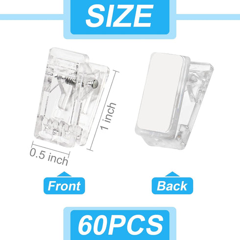 60 Pieces Self-Adhesive Clips Wall Tapestry Clips Plastic Sticky Clips Small Hanging Spring Clips Double-Sided Adhesive Spring Clips for Poster Ph...