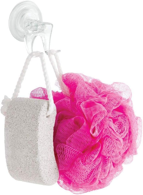 iDesign Plastic Power Lock Suction Bathroom Shower Hooks for Razor, Loofah, Wash Cloth, 2.25" x 2.25" x 2.5", Clear...