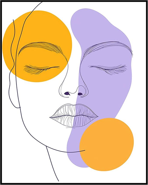Posterizer 1 pcs-single art of a womans face-purple orange minimal art 2-Abstract & Modern Art-Gift for Art Lovers-Decor for Home & Office- unfram...