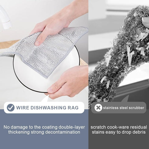 Zaeicnkk 10PCS Wire Dishwashing Rag for Wet and Dry, Multipurpose Wire Dishcloth Cleaning Cloth for Washing Dishes Kitchen Cleaning Mabu10pcs...