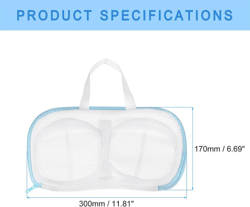 uxcell 2Pcs Bra Washing Bag, 11.8 x 6.7 Inch Rectangle Mesh Laundry Bags for Washing Machine Wash Delicate, Sock, Underwear, Blue...