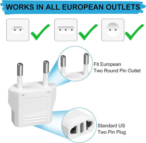 12 Pack European Plug Adapter, US to Europe Plug Adapter, European Adapter Type C Plug Adapter, Travel Adapter Europe, European Outlet Wall Plug A...