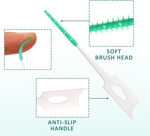 200 Pieces Portable Soft Silicone Toothpick Toothbrush Original 360° Bendable Soft Bristles Brush Suitable for Oral Care of Adults and Children Du...