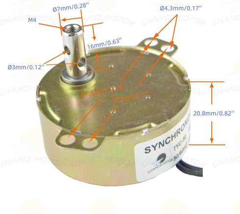 CHANCS Synchronous Turntable MotorTYC50 110V 5-6RPM with Flexible Coupling Connector,Cup Turner Motor with 1.8M Power Cord Switch Plug for Cup Tur...