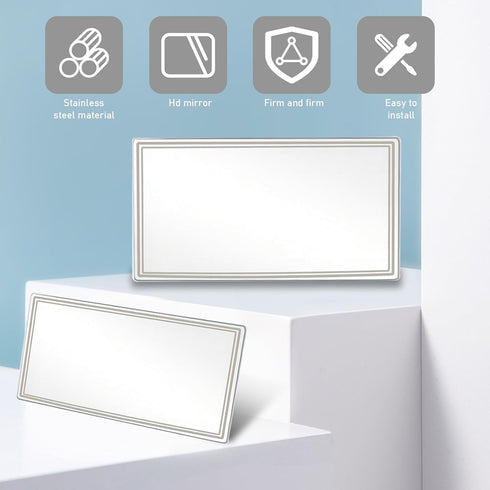 2 PCS Car Visor Mirrors, Shatterproof Stainless Steel Cosmetic Mirror for Cars, HD Decorative Mirror, 5.91 x 3.15 In and 4.33 x 2.36 In (Transpare...