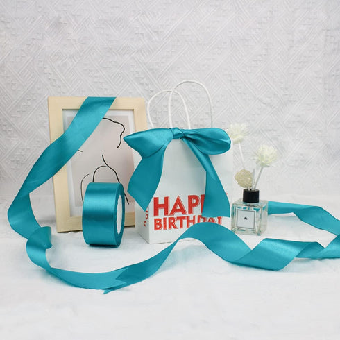 1-1/2 Inch Wide Turquoise Soild Stain Ribbon Single Faced Fabric Ribbons for Gift Wrapping Sewing Wreath DIY Bows Floral Decoration Card Invitatio...