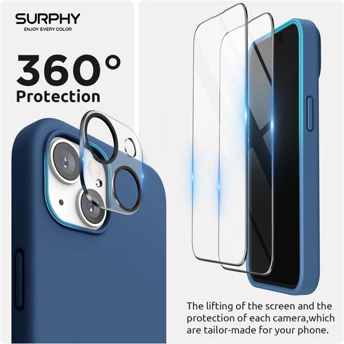 SURPHY (4 in 1 Designed for iPhone 14 Case Compatible with MagSafe (6.1 inch, 2022), with 2 Pack Screen Protector + Camera Cover, Liquid Silicone ...