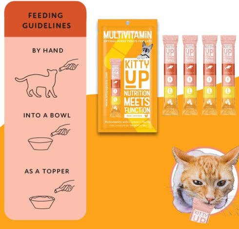 Lickable Cat Treat Pouches for Indoor Cats - All Natural Chicken Puree Tube Treats - Kitten and Senior Soft Wet Cat Food - Grain Free, Lysine, Tau...
