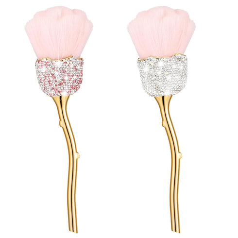 Tessco 2 Pieces Rose Flower Nail Dust Brush Makeup Brush Large Face Powder Makeup Brushes Dust Powder Remover Foundation Makeup Brush Powder Brush...