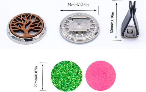 2 Packs Wooden Car Diffuser Vent Clips, Aromatherapy Essential Oil Car Diffuser Locket Clip with 10 Shiny Pads and 10 Washable Felt Pads(Tree and ...
