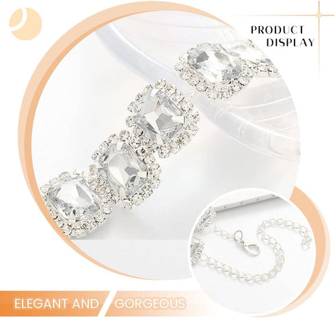 Crystal Anklets Silver Anklet Bracelets Sparkly Foot Chain Adjustable Foot Jewelry for Women...