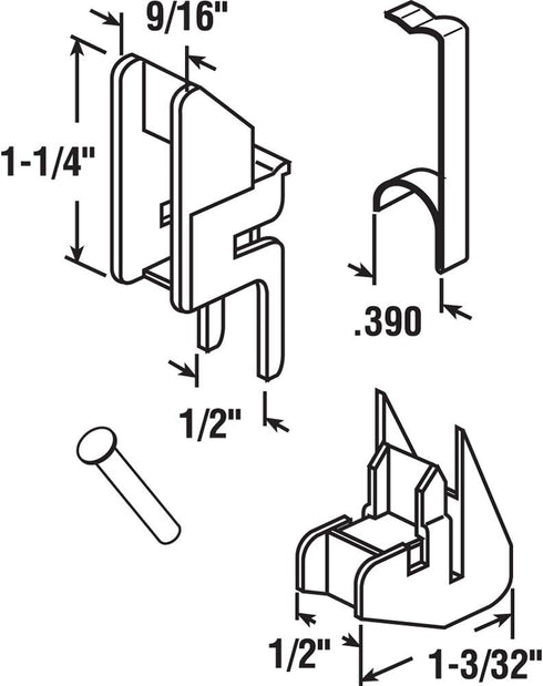 Prime-Line FS 291B Block and Tackle Top and Bottom Guides, 1-3/32 In., Plastic and Steel Components (Single Pack)...
