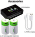 Rechargeable D Batteries 1.5V 12000mWh USB Lithium ion Rechargeable D Battery with USB Type C Charging Cable, High Capacity Fast Charge, 1200 Cycl...