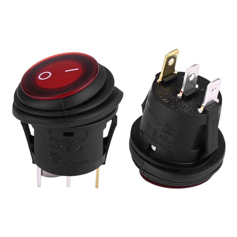 2pcs Rocker Switch,Red LED Light 12V 20A 3Pin Car Auto Boat Round On-Off Rocker Toggle Switch...